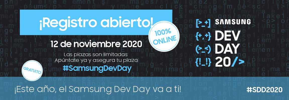 ¡Apúntate ya al Samsung Dev Day 2020 y asegura tu plaza, este año es 100% online!